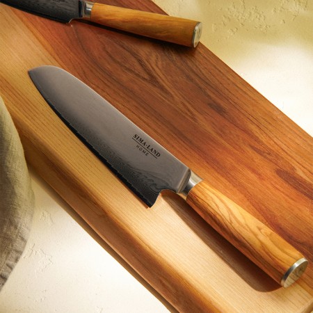 Koty Kitchen Sl Home "Olivia", Santoku, blade 17.78 cm, Damascus steel, brown color-2