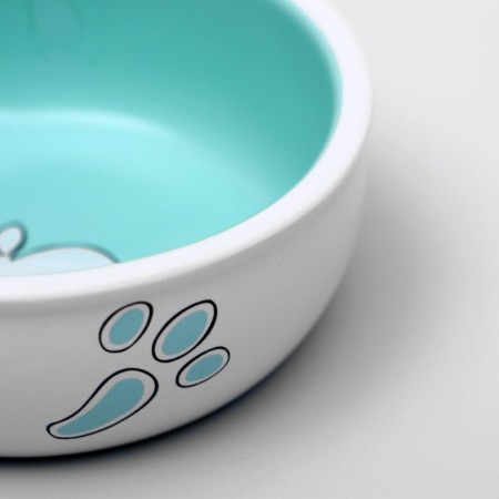Ceramic bowl for rabbits 200 ml 10 x 3.7 cm, white-green-3