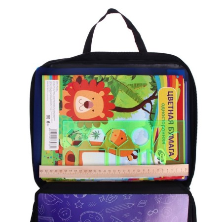 Labor folder A4, 335 x 260 x 60 mm, with handles, textiles, PVC, with a filling of 13 items, calligrata, PTR-111, "pencils"-5