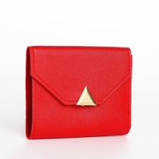 Women's wallet on the button, red color
