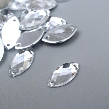 Decor for creativity Plastic sewn "leaf" silver set 40 pcs 1x0.6x0.3 cm