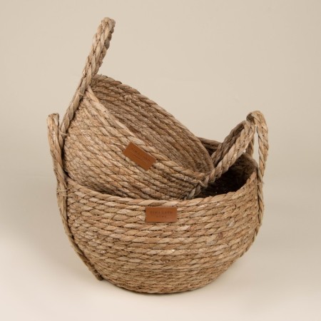 SL Home storage baskets, wicker, handmade, 2 pcs: 22 × 21 × 20 cm, 27 × 24 × 22 cm-2