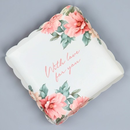 Cookie box, confectionery packaging with PVC lid, with love for you, 21 x 21 x 3 cm-4