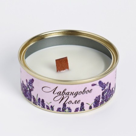 Natural candle in a tin can of soy wax "lavender field", 7.5x3 cm-2