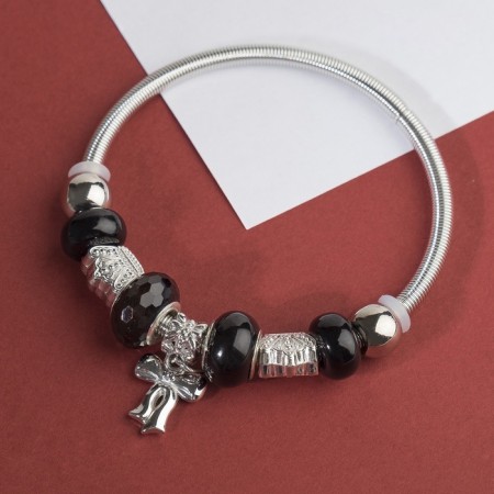 Bracelet Assorted Mardgeri Bant, black color in silver, d = 6.5 cm-2
