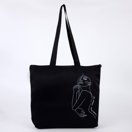 Shopper bag silhouette, without lining, black color-3