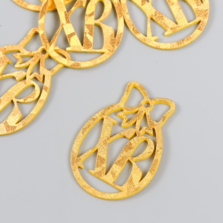 Decor "HB", color gold 3 × 4.5 cm (set 6 pcs)