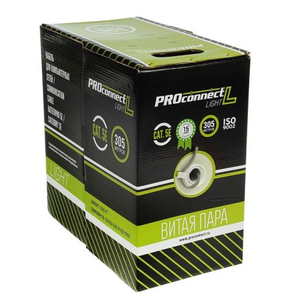 ProConnect UTP cable, 4 pairs, 26AWG, CAT5E, 305 m, CCA Light, 01-0048-3-1