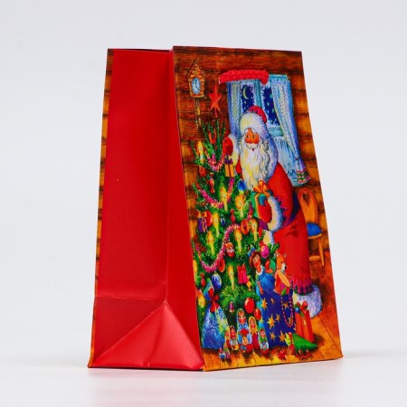 New Year. Gift package "Santa Claus at the Christmas tree", 11.5 x 14.5 x 6.5 cm.-1