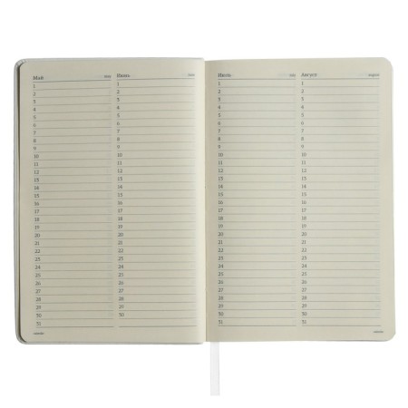 Diary of Leduced A5, 160 sheets MEGAPOLIS VELVET, solid cover, artificial leather, lies, on an elastic band, tinted block 70 g/m2, white-4