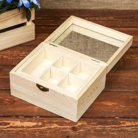 Casket Wood for painting with a box with a "chest" 16x13x7 cm-1