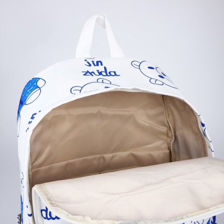 Youth backpack on lightning from textiles, 4 pockets, white/blue color-5