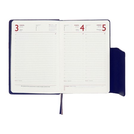 Dated 2025 diary, A5, 176 sheets of Escalada, a solid cover made of artificial leather, pancake embossing, lies, cream block 70 g/m2, blue-13