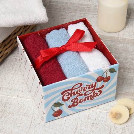 Set of terry towels Cherry 30x30 cm - 3 pcs, cotton 340g/m2