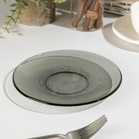 Desser plate Basilico. Lava Grey, D = 17 cm, gray color-1