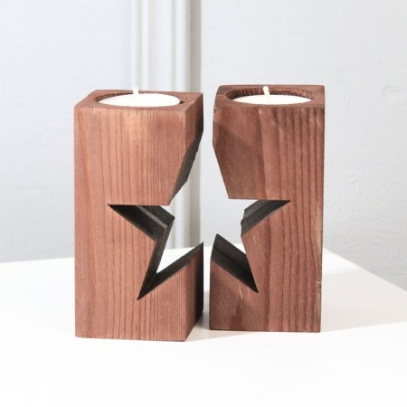 Summary of the wooden "Star Night", Diam. under the candle = 4 cm., 9.5 x 5.5 x 10 cm.-2