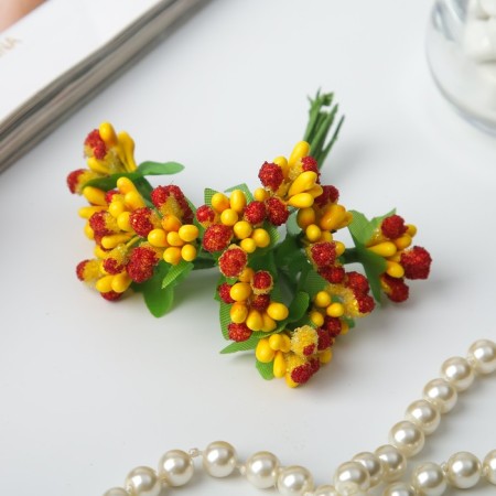 Decor for creativity "Sharged berries" (set-bouquet of 10 flowers) 8.5 cm d = 2 cm mix