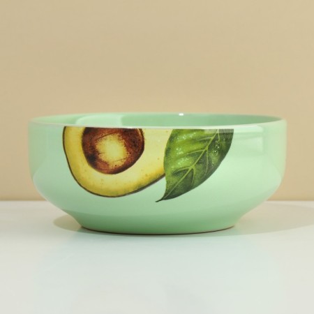 Deep plate ceramic "Avocado", 14.5 cm, 550 ml, green color-2