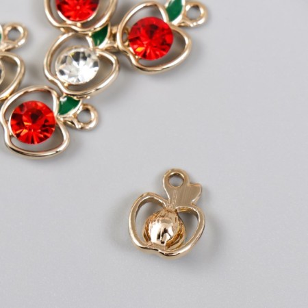 Decor for creativity metal, rhinestones, enamel "Apple" mix 1.2x1.4 cm-2