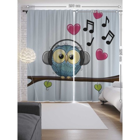 Photostes "Owl Meloman", Saten, size 145x265 cm, 2 pcs-1