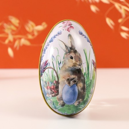 Casket Metal Easter bunny in grass with testicles 7x6.5x11 cm