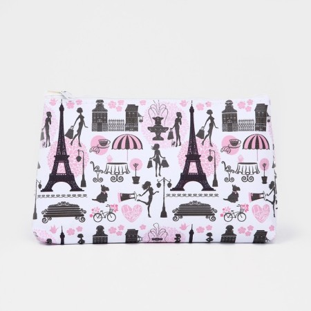 Cosmetic bag with lightning, white/pink color-1