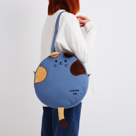 Youth bag with a zipper, blue color-7