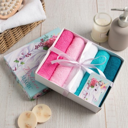 A set of terry napkins "Believe in Magic" 30x30 cm -5pcs, 100% hl, 340g/m2