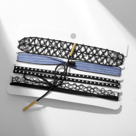 Choker "Assorted" weaving, (set of 5 pcs.), Black-blue color, l = 30.5 cm