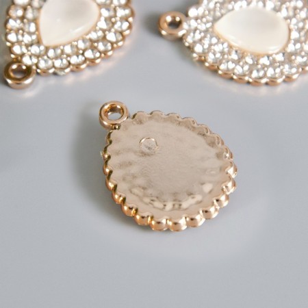 Decor for creativity plastic "Drop in openwork" gold with rhinestones 3.2x2.4x0.6 cm-1