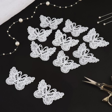 Knitted elements "Butterflies", 5.5 × 4 cm, 10 pcs, white color-1