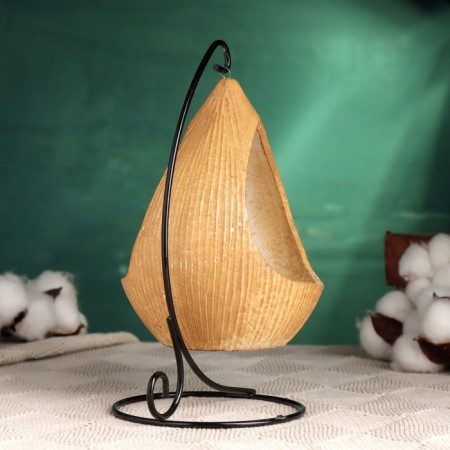 Pot on the stand "flashlight", beige, 10.5x15cm-2