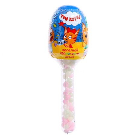 Marakas "Three Cats" + dragees in plastic packaging 12 g