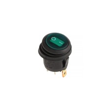 Switch moisture -proof round green with backlight, 250 V, 6 A, 3 contacts