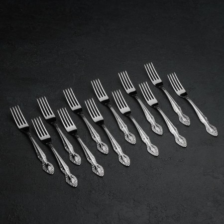 Dessert fork "Troika", h = 18 cm, thickness 2 mm, silver color-2