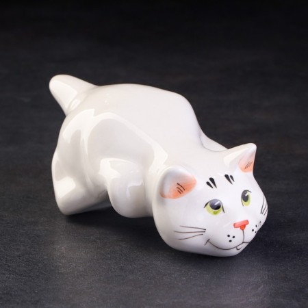 Porcelain figurine "Cat Barsik", White, 20 cm-1