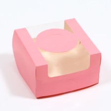Bearbox under the bento-port with a window, pink, 14 x 14 x 8 cm