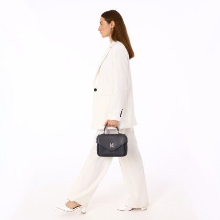Women's bag on the Textura valve, small size, dark gray color-9