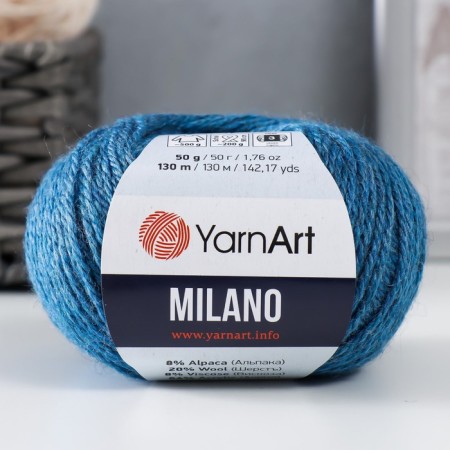 Yarn "Milano" 8%alpaca, 20%wool, 8%viscose, 64%acrylic 130m/50g (876 jeans)