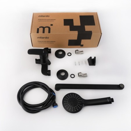 MILARDO RORA RORBL00M10 bath mixer, 350 mm pour, black matte-4
