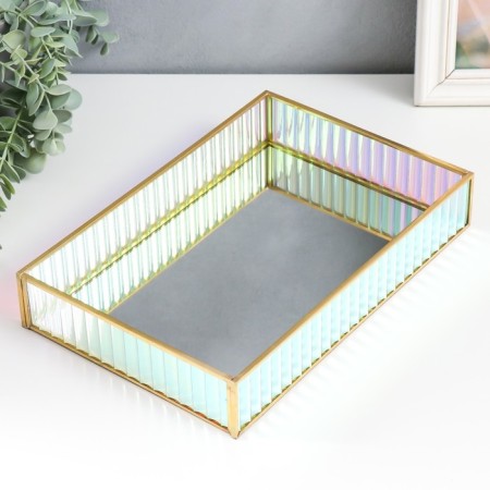 Standing interior glass with a mirror "rectangle. Rainbow stripes" 30x20x5 cm