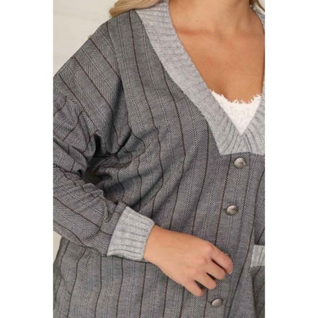 Cardigan female, size 52, gray color-7