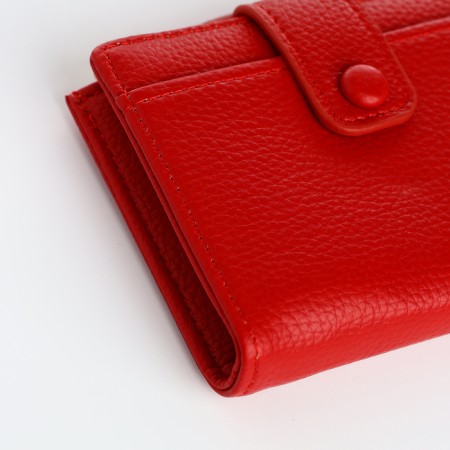 Women's wallet on the button, red color-2