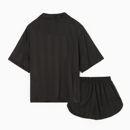 Female pajamas (shirt and shorts) KAFTAN SILK "strip" r.40-42, black-9