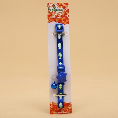 Fly collar "fish" luminous, with a bell, 30 x 1 cm, polyester, blue-6