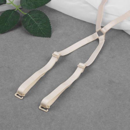 The straps of textile, cross -shaped, 1 cm, beige color-4