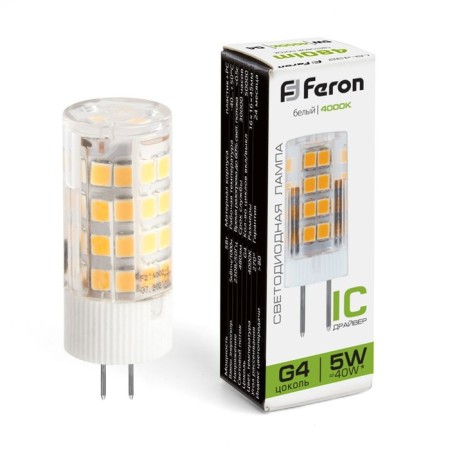 LED LED Feron, G4, 5 W, 175-265 V, white light