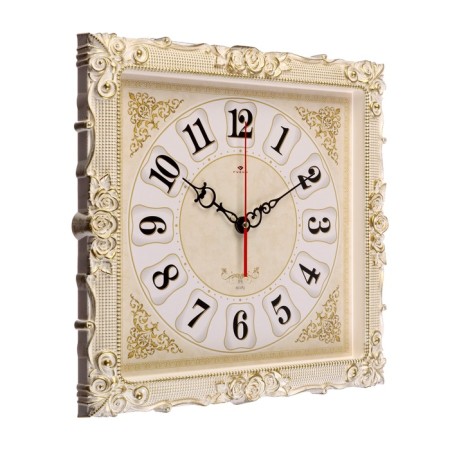Watch wall, interior "hut", 38 x 38 cm, silent, white gold-3