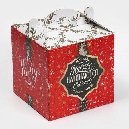 Confectionery box with a window, a chest, "Christmas post" 20 x 20 x 20 cm, New Year-3