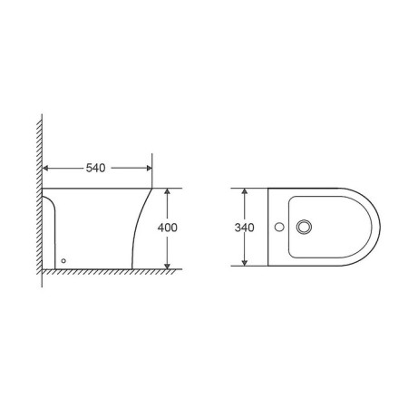 Floor bidet Azario Fretta Round, 540x340x400 mm, white-9